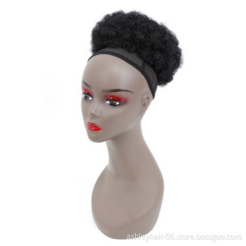 OEM Premium 6 Inch Cozy Natural African Black Chignon Synthetic Hair Bun